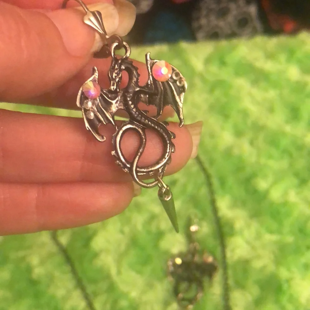 Dragon necklace and earring set - Picture 3 of 5